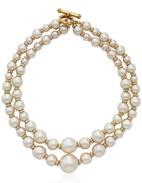 chanel double strand pearl necklace|chanel inspired long pearl necklace.